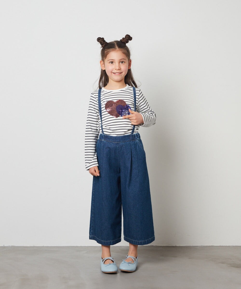 KJKES31019 a.v.v KIDS(アー・ヴェ・ヴェ) [100-130]トゥインクルスパンコールロンT ライトブルー