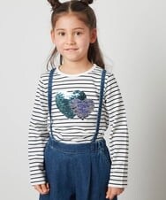 KJKES31019 a.v.v KIDS(アー・ヴェ・ヴェ) [100-130]トゥインクルスパンコールロンT ライトブルー