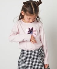 KJKES31019 a.v.v KIDS(アー・ヴェ・ヴェ) [100-130]トゥインクルスパンコールロンT ライトブルー
