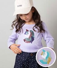 KJKES31019 a.v.v KIDS(アー・ヴェ・ヴェ) [100-130]トゥインクルスパンコールロンT ラベンダー