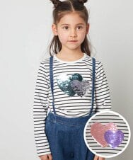 KJKES31019 a.v.v KIDS(アー・ヴェ・ヴェ) [100-130]トゥインクルスパンコールロンT 【WEB限定カラー】ボーダー