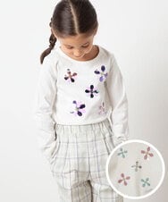 KJKES31019 a.v.v KIDS(アー・ヴェ・ヴェ) [100-130]トゥインクルスパンコールロンT ホワイト