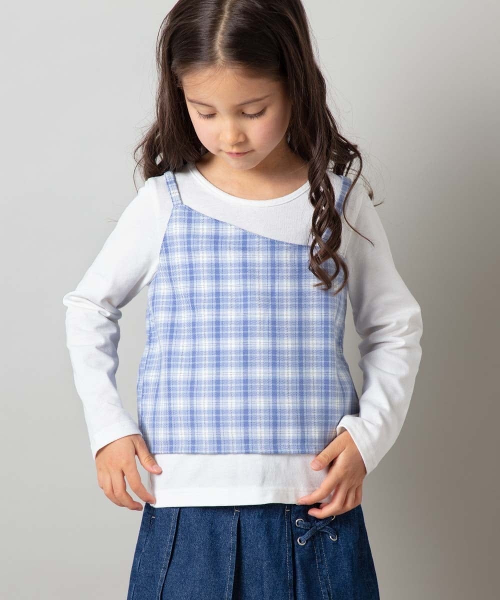 100-130]アシメキャミドッキングトップス(カットソー・Tシャツ