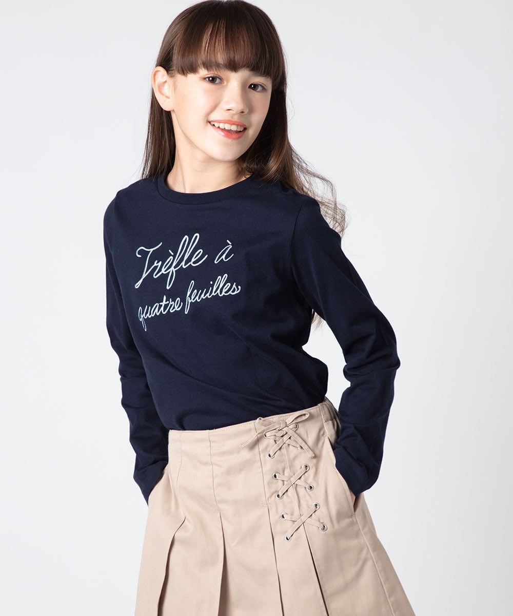 KJKET30024 a.v.v KIDS(アー・ヴェ・ヴェ) 【キラピチ4月号掲載商品】[140-150]ロゴアソートロンT ネイビー