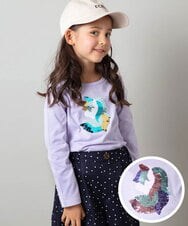 KJKET31024 a.v.v KIDS(アー・ヴェ・ヴェ) [140-150]トゥインクルスパンコールロンT ラベンダー