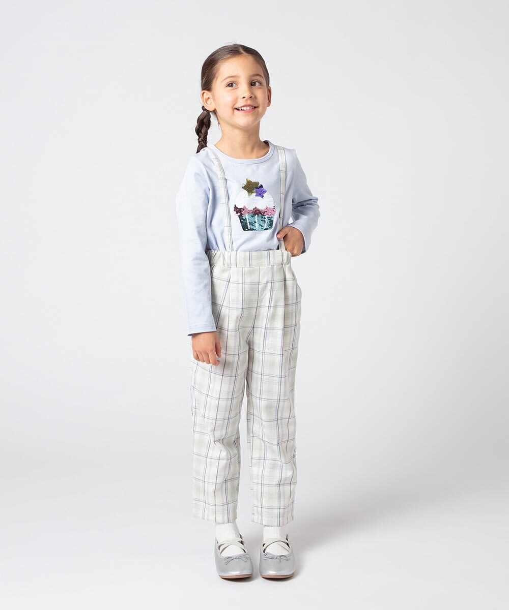 KJKET31024 a.v.v KIDS(アー・ヴェ・ヴェ) [140-150]トゥインクルスパンコールロンT ラベンダー