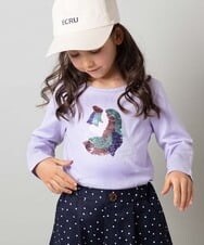 KJKET31024 a.v.v KIDS(アー・ヴェ・ヴェ) [140-150]トゥインクルスパンコールロンT ラベンダー