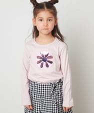 KJKET31024 a.v.v KIDS(アー・ヴェ・ヴェ) [140-150]トゥインクルスパンコールロンT ラベンダー