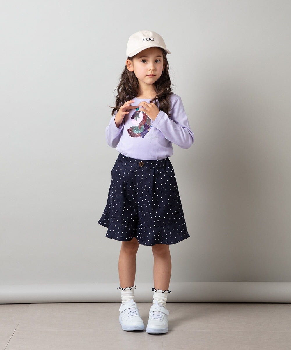KJKET31024 a.v.v KIDS(アー・ヴェ・ヴェ) [140-150]トゥインクルスパンコールロンT ラベンダー