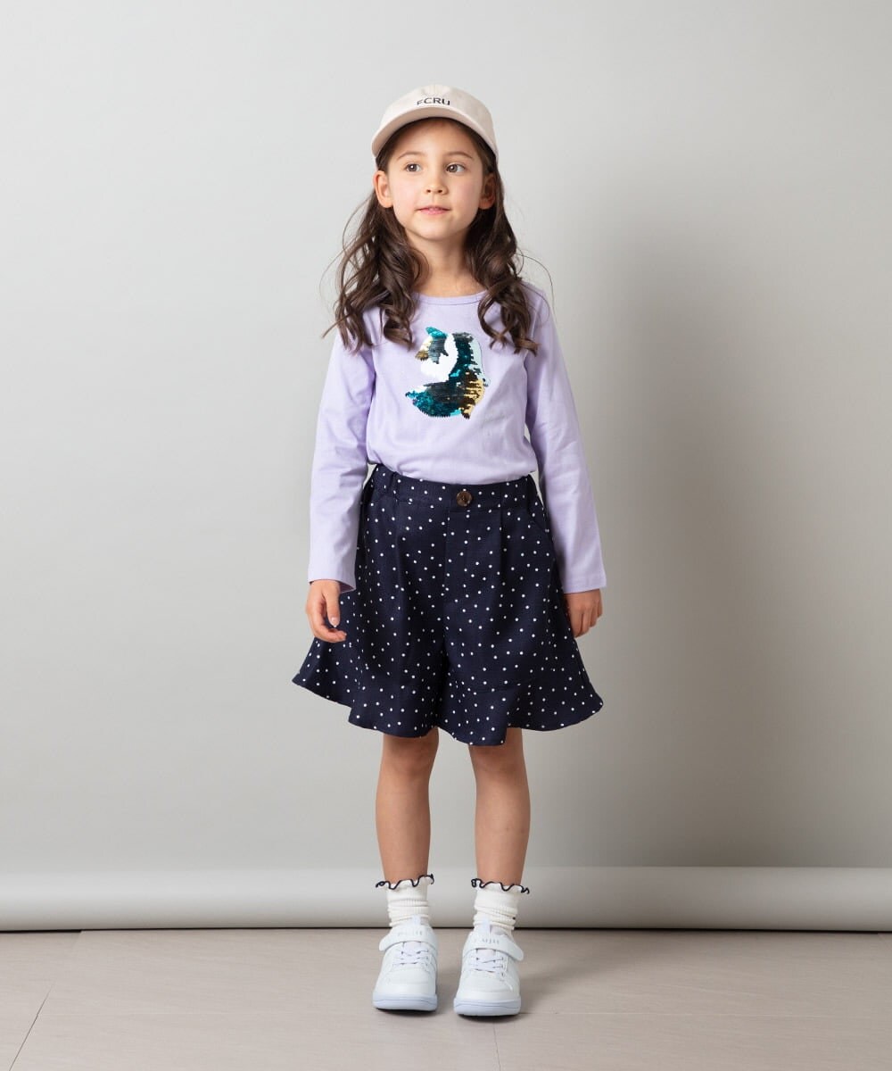KJKET31024 a.v.v KIDS(アー・ヴェ・ヴェ) [140-150]トゥインクルスパンコールロンT ラベンダー