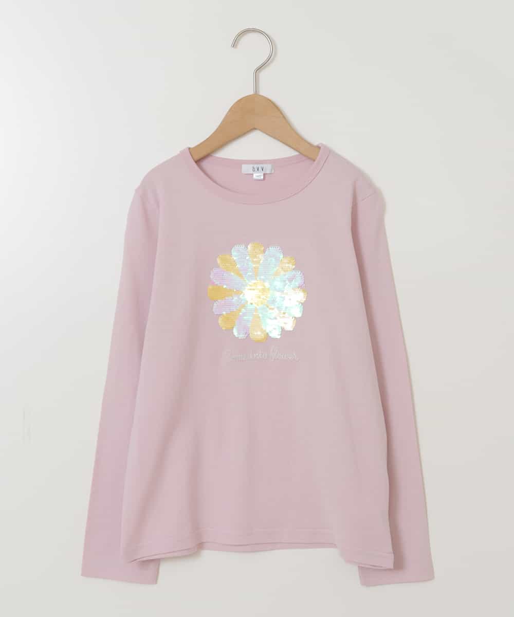 KJKET31024 a.v.v KIDS(アー・ヴェ・ヴェ) [140-150]トゥインクルスパンコールロンT 【WEB限定カラー】ピンク