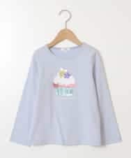 KJKET31024 a.v.v KIDS(アー・ヴェ・ヴェ) [140-150]トゥインクルスパンコールロンT ライトブルー