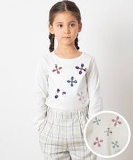 KJKEU31029 a.v.v KIDS(アー・ヴェ・ヴェ) [160]トゥインクルスパンコールロンT ホワイト