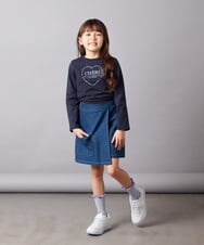 KJKEV31019 a.v.v KIDS(アー・ヴェ・ヴェ) [100-130]ロゴプリントロンＴ ネイビー