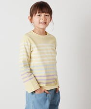 KJKEV32019 a.v.v KIDS(アー・ヴェ・ヴェ) [120-130]パネルボーダーロンＴ ライトイエロー