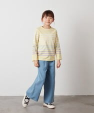 KJKEV32019 a.v.v KIDS(アー・ヴェ・ヴェ) [120-130]パネルボーダーロンＴ ライトイエロー