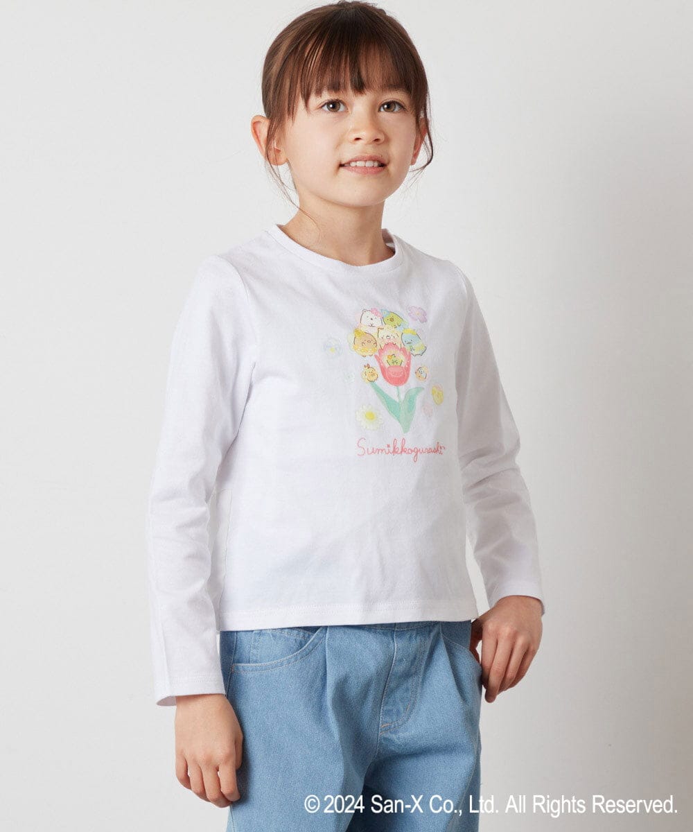 KJKEV80029 a.v.v KIDS(アー・ヴェ・ヴェ) [100-140]【すみっコぐらし】バックフリルＴシャツ ホワイト