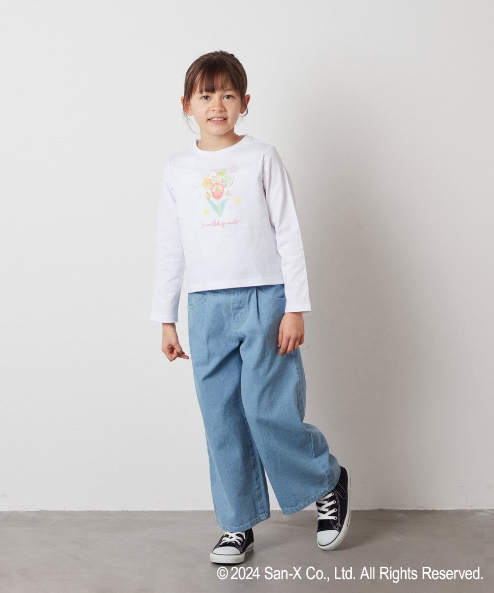 KJKEV80029 a.v.v KIDS(アー・ヴェ・ヴェ) [100-140]【すみっコぐらし】バックフリルＴシャツ ホワイト