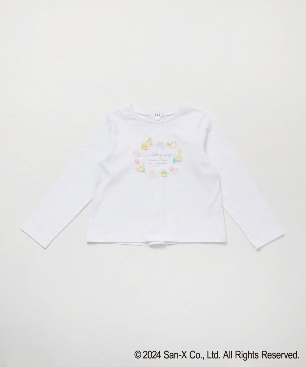 KJKEV81029 a.v.v KIDS(アー・ヴェ・ヴェ) [100-140]【すみっコぐらし】バックリボンＴシャツ ホワイト