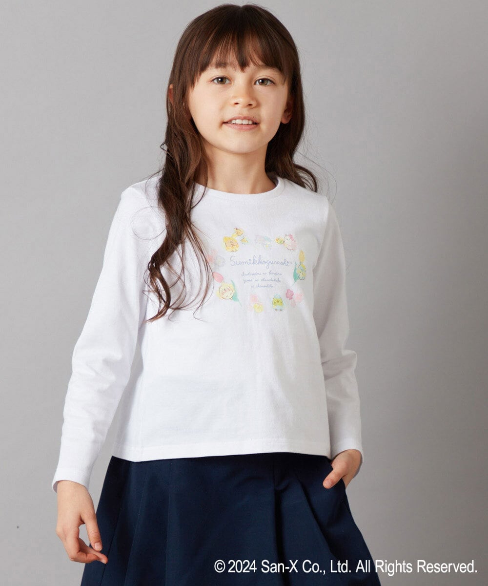 KJKEV81029 a.v.v KIDS(アー・ヴェ・ヴェ) [100-140]【すみっコぐらし】バックリボンＴシャツ ホワイト