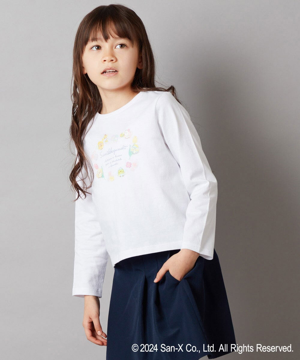 KJKEV81029 a.v.v KIDS(アー・ヴェ・ヴェ) [100-140]【すみっコぐらし】バックリボンＴシャツ ホワイト