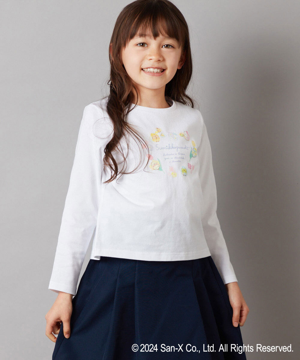 KJKEV81029 a.v.v KIDS(アー・ヴェ・ヴェ) [100-140]【すみっコぐらし】バックリボンＴシャツ ホワイト