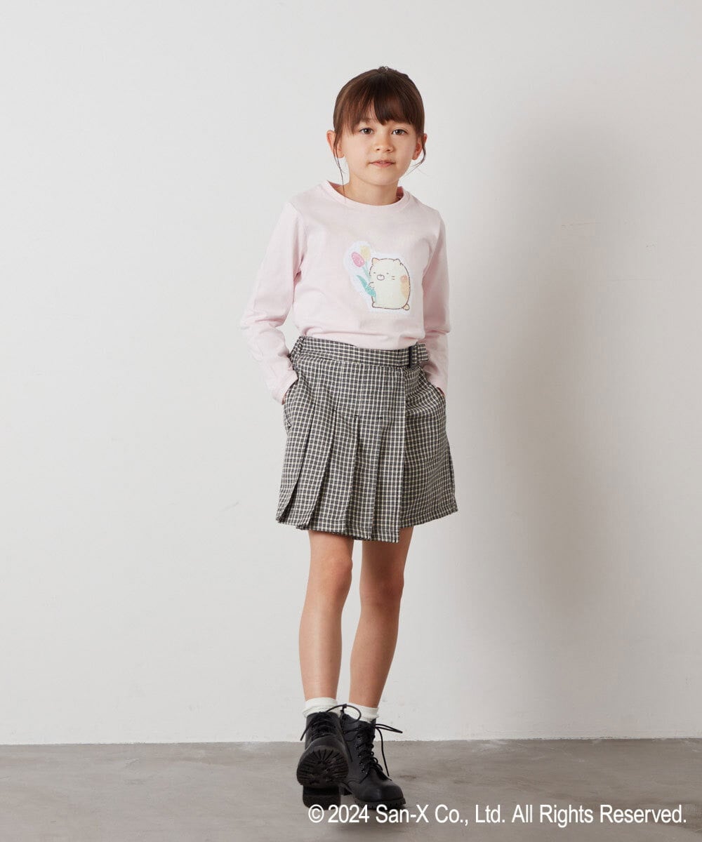 KJKEV82029 a.v.v KIDS(アー・ヴェ・ヴェ) [100-140]【すみっコぐらし】スパンコールＴシャツ ピンク