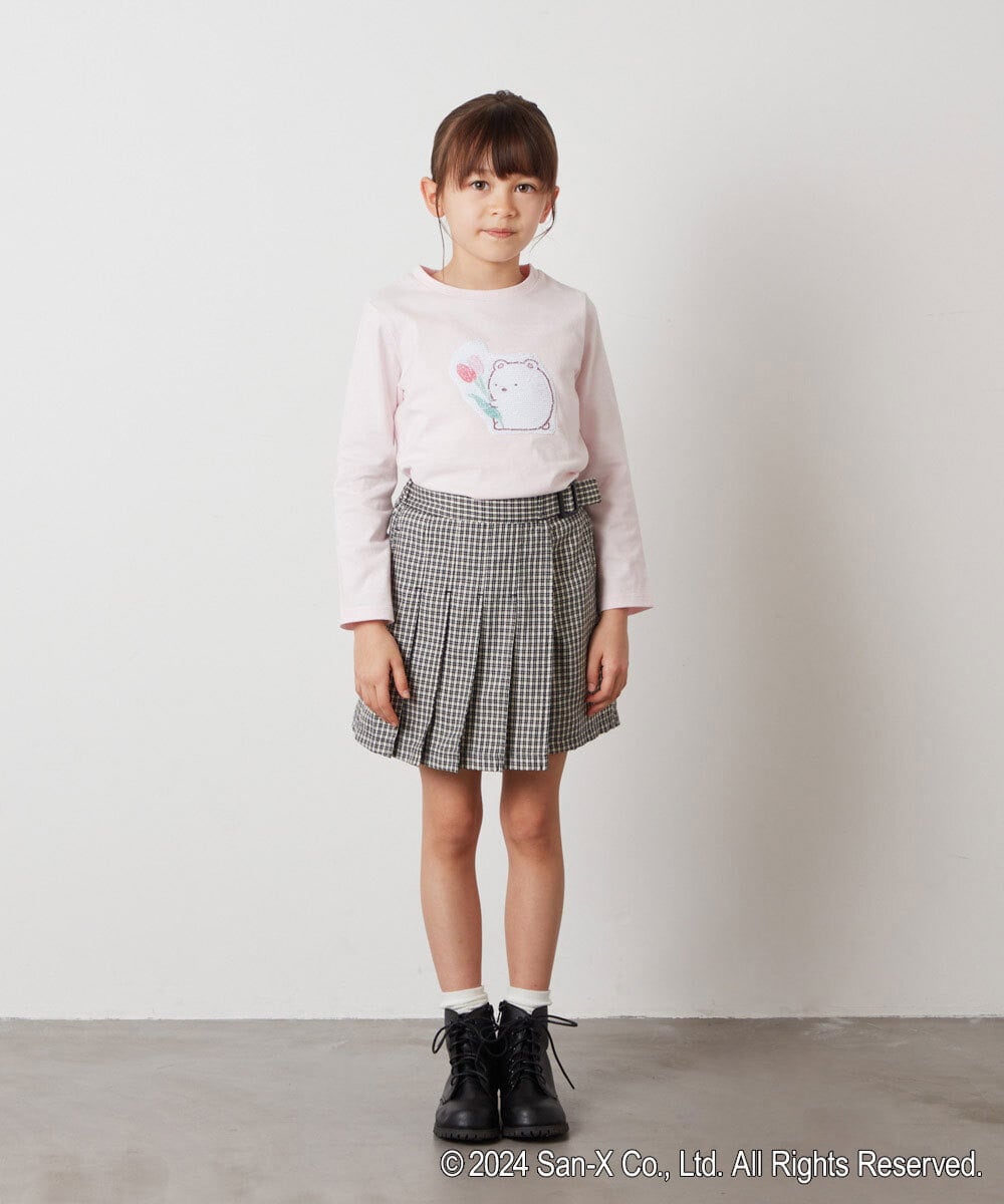 KJKEV82029 a.v.v KIDS(アー・ヴェ・ヴェ) [100-140]【すみっコぐらし】スパンコールＴシャツ ピンク