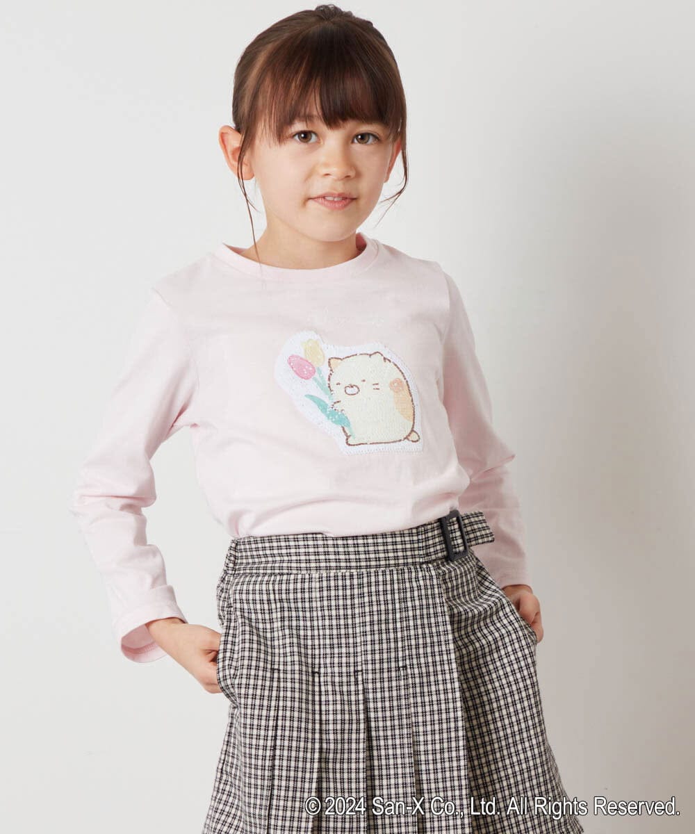 KJKEV82029 a.v.v KIDS(アー・ヴェ・ヴェ) [100-140]【すみっコぐらし】スパンコールＴシャツ ピンク