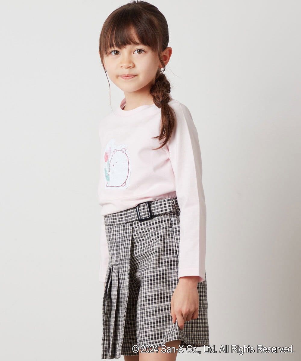 KJKEV82029 a.v.v KIDS(アー・ヴェ・ヴェ) [100-140]【すみっコぐらし】スパンコールＴシャツ ピンク