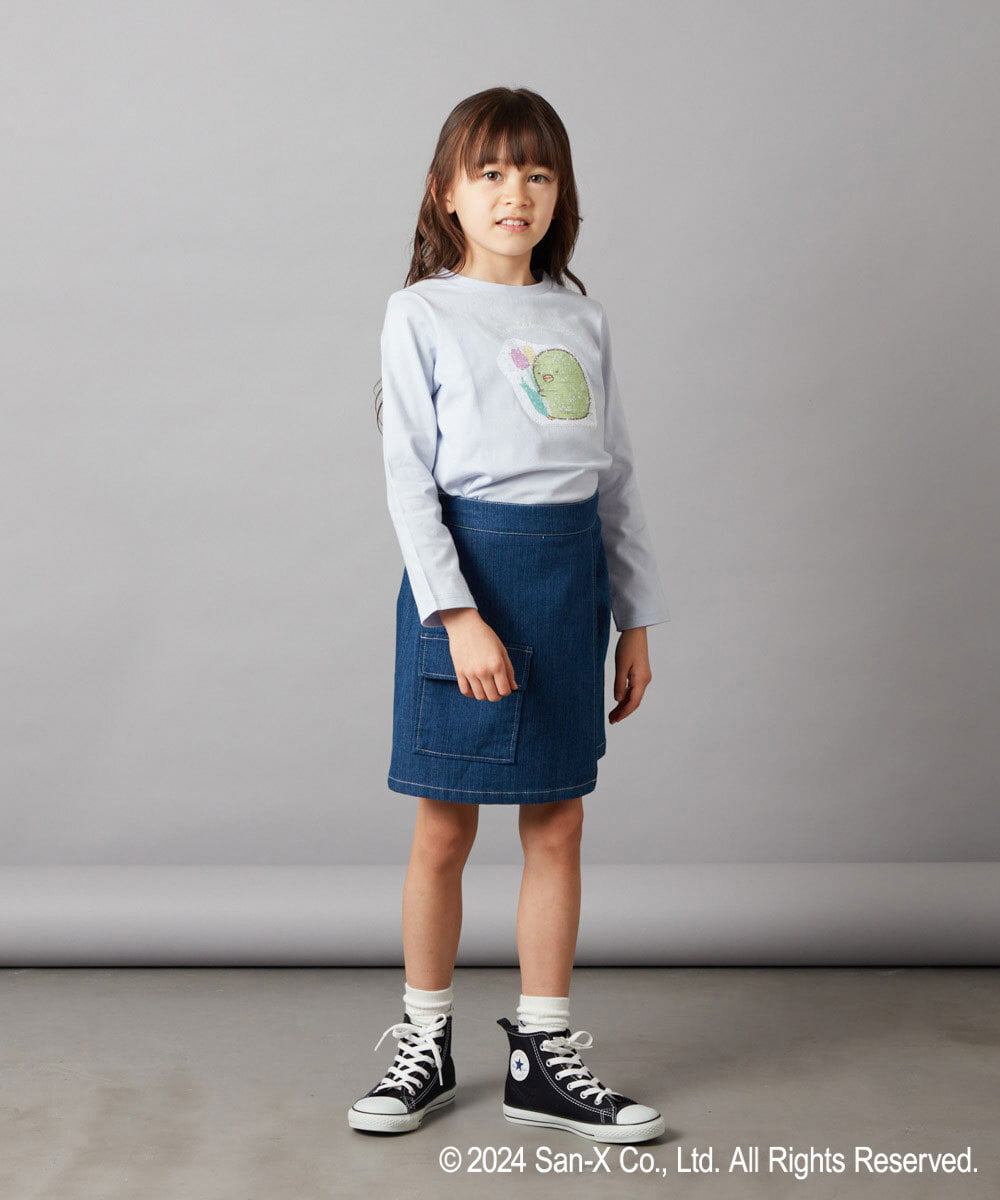 KJKEV82029 a.v.v KIDS(アー・ヴェ・ヴェ) [100-140]【すみっコぐらし】スパンコールＴシャツ ライトブルー