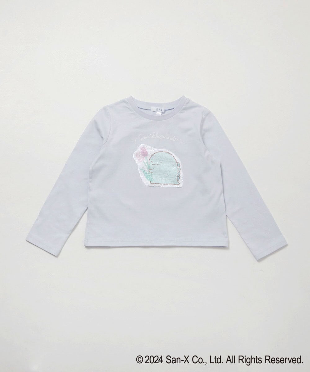 KJKEV82029 a.v.v KIDS(アー・ヴェ・ヴェ) [100-140]【すみっコぐらし】スパンコールＴシャツ ライトブルー