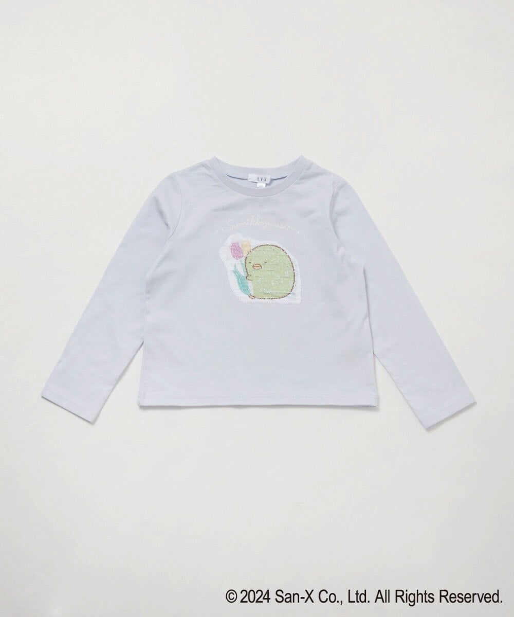 KJKEV82029 a.v.v KIDS(アー・ヴェ・ヴェ) [100-140]【すみっコぐらし】スパンコールＴシャツ ライトブルー