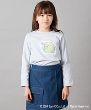 KJKEV82029 a.v.v KIDS(アー・ヴェ・ヴェ) [100-140]【すみっコぐらし】スパンコールＴシャツ ライトブルー