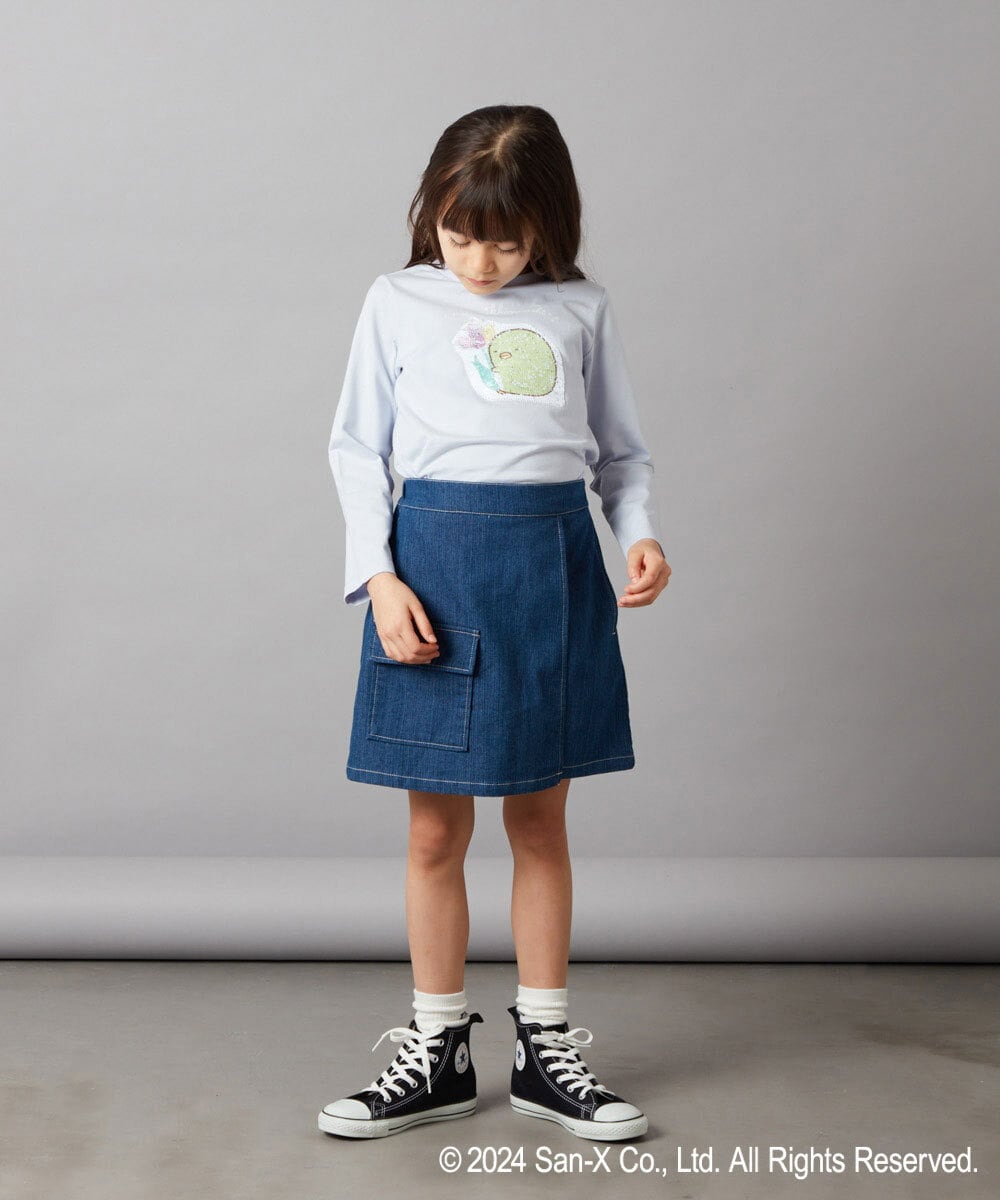 KJKEV82029 a.v.v KIDS(アー・ヴェ・ヴェ) [100-140]【すみっコぐらし】スパンコールＴシャツ ライトブルー