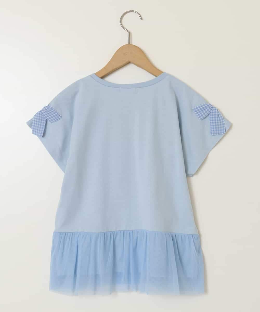 KJKFA06024 a.v.v KIDS(アー・ヴェ・ヴェ) [110-130]チュールドッキングリボンTシャツ ライトブルー