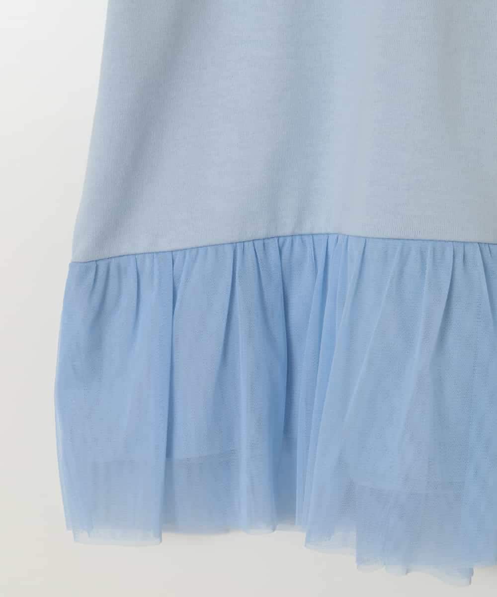 KJKFA06024 a.v.v KIDS(アー・ヴェ・ヴェ) [110-130]チュールドッキングリボンTシャツ ライトブルー