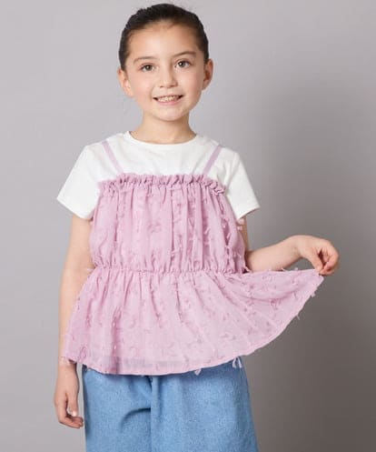 KJKFA07034 a.v.v KIDS [100-130]シフォンキャミドッキングトップス