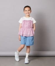 KJKFA07034 a.v.v KIDS(アー・ヴェ・ヴェ) [100-130]シフォンキャミドッキングトップス ラベンダー