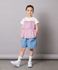 KJKFA07034 a.v.v KIDS(アー・ヴェ・ヴェ) [100-130]シフォンキャミドッキングトップス ラベンダー