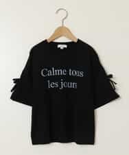 KJKFA14034 a.v.v KIDS(アー・ヴェ・ヴェ) 【接触冷感/ジメジメ対策】[130]袖スリットロゴTシャツ ブラック