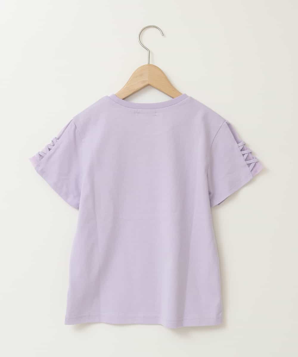 KJKFA49024 a.v.v KIDS(アー・ヴェ・ヴェ) [100-130]ソデレースアップＴシャツ ラベンダー
