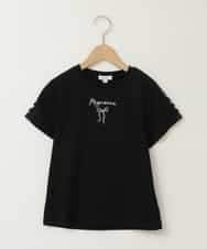 KJKFA49024 a.v.v KIDS(アー・ヴェ・ヴェ) [100-130]ソデレースアップＴシャツ ブラック