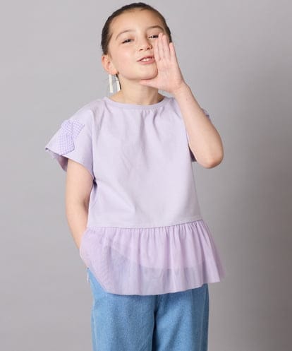 KJKFB06029 a.v.v KIDS [140]チュールドッキングリボンTシャツ