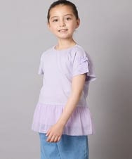 KJKFB06029 a.v.v KIDS(アー・ヴェ・ヴェ) [140]チュールドッキングリボンTシャツ ラベンダー