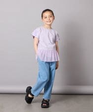 KJKFB06029 a.v.v KIDS(アー・ヴェ・ヴェ) [140]チュールドッキングリボンTシャツ ラベンダー