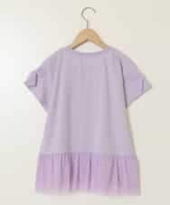 KJKFB06029 a.v.v KIDS(アー・ヴェ・ヴェ) [140]チュールドッキングリボンTシャツ ラベンダー