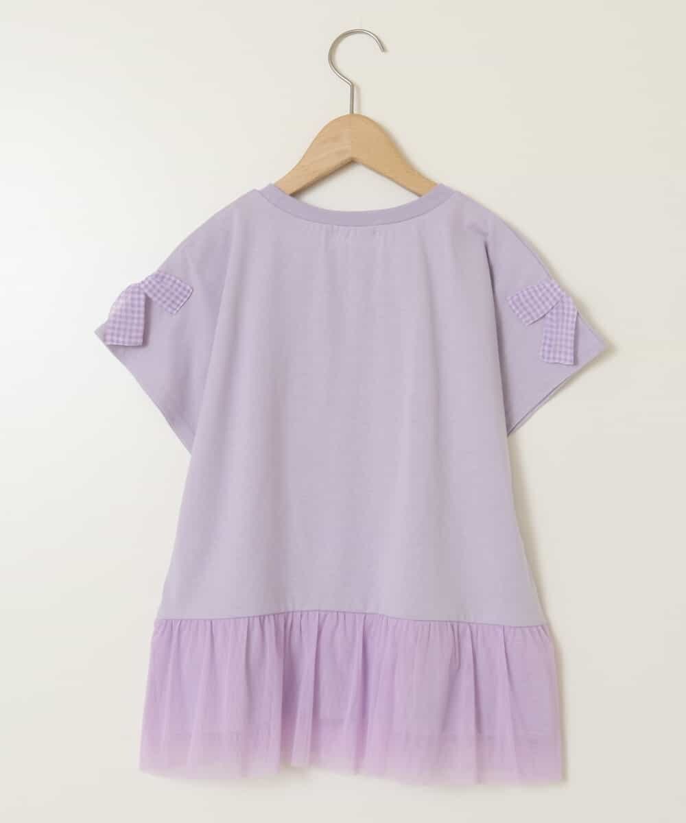 KJKFB06029 a.v.v KIDS(アー・ヴェ・ヴェ) [140]チュールドッキングリボンTシャツ ラベンダー
