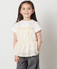 KJKFB07039 a.v.v KIDS(アー・ヴェ・ヴェ) [140-150]シフォンキャミドッキングトップス アイボリー