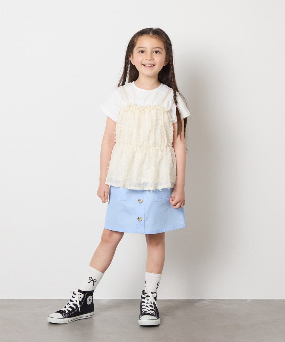 KJKFB07039 a.v.v KIDS(アー・ヴェ・ヴェ) [140-150]シフォンキャミドッキングトップス アイボリー